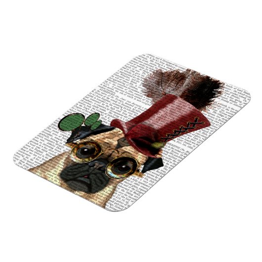 Mops mit Steampunk-Stilspitze Magnet (Linke Seite)