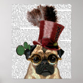 Mops mit Steampunk-Stilspitze Poster (Vorne)