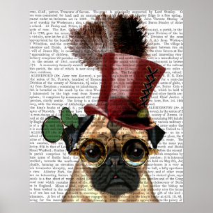 Mops mit Steampunk-Stilspitze Poster