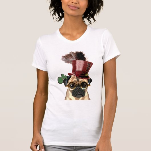 Mops mit Steampunk-Stilspitze T-Shirt (Vorderseite)