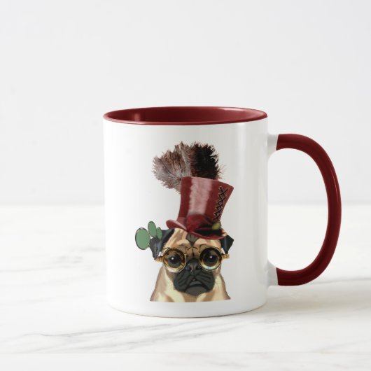 Mops mit Steampunk-Stilspitze Tasse (Rechts)