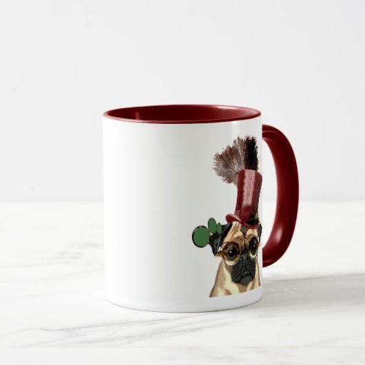 Mops mit Steampunk-Stilspitze Tasse (VorderseiteRechts)