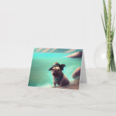 Mops mit Strandmalerei Karte (Vorderseite)