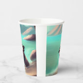 Mops mit Strandmalerei Pappbecher (Links)