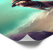 Mops mit Strandmalerei Poster (Ecke)