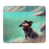 Mops mit Strandmalerei Schneidebrett (Vorderseite)