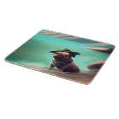 Mops mit Strandmalerei Schneidebrett (Ecke)