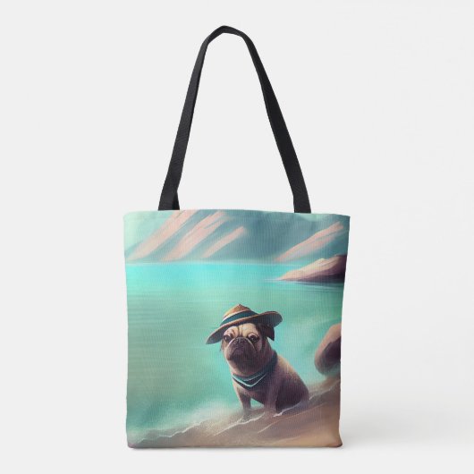 Mops mit Strandmalerei Tasche (Rückseite)