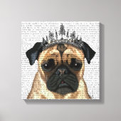 Mops mit Tiara Leinwanddruck (Vorderseite)