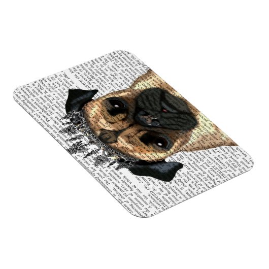 Mops mit Tiara Magnet (Rechte Seite)