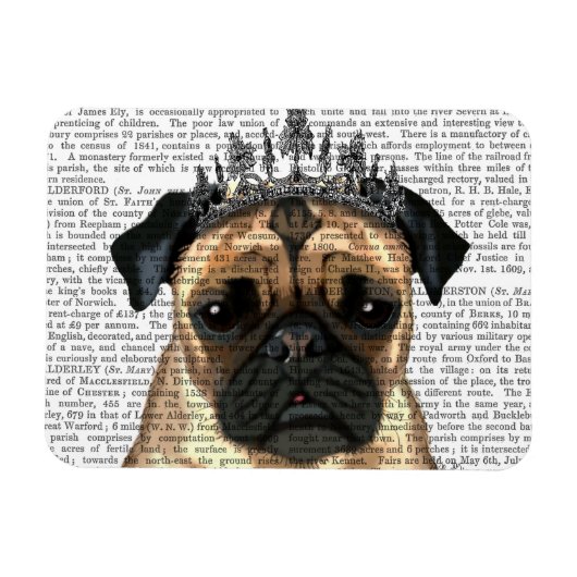 Mops mit Tiara Magnet (Horizontal)