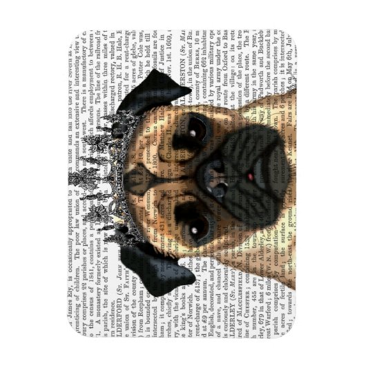 Mops mit Tiara Magnet (Vertikal)