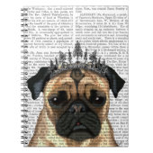 Mops mit Tiara Notizblock (Vorderseite)