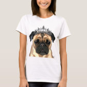Mops mit Tiara T-Shirt (Vorderseite)