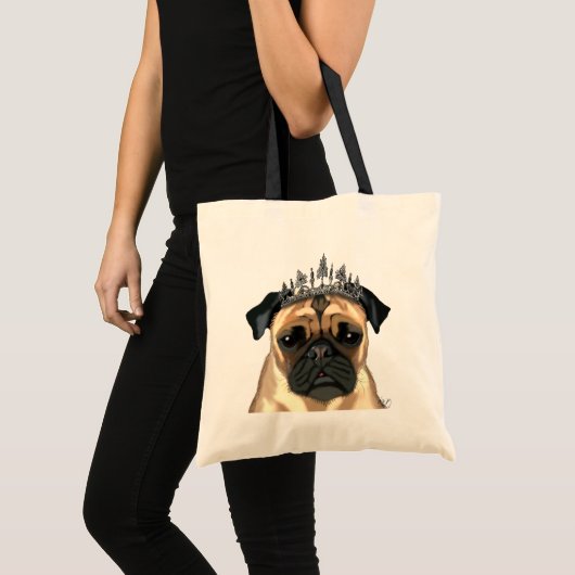 Mops mit Tiara Tragetasche (Vorderseite (Produkt))