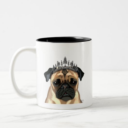 Mops mit Tiara Zweifarbige Tasse (Links)