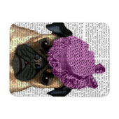 Mops mit Vintagem Lila Hut Magnet (Horizontal)