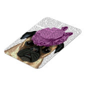 Mops mit Vintagem Lila Hut Magnet (Linke Seite)