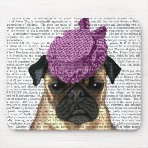 Mops mit Vintagem Lila Hut Mousepad
