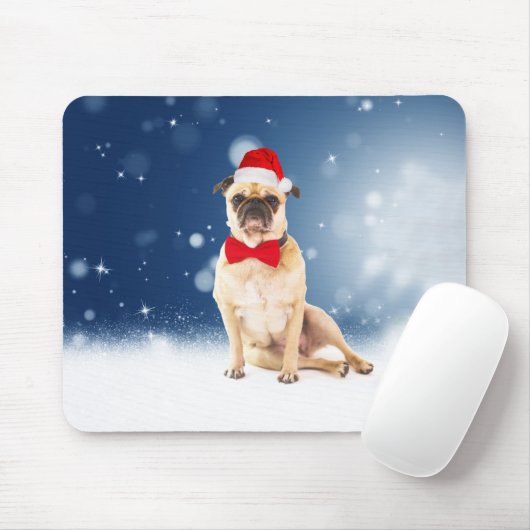 Mops mit Weihnachts-Weihnachtsmannmütze Mousepad (Mit Mouse)