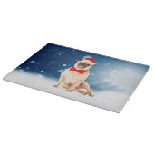 Mops mit Weihnachts-Weihnachtsmannmütze Schneidebrett (Ecke)