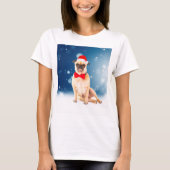 Mops mit Weihnachts-Weihnachtsmannmütze T-Shirt (Vorderseite)