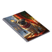 Mops mit Weihnachtsbeleuchtung Urlaub Notizblock (Rechte Seite)