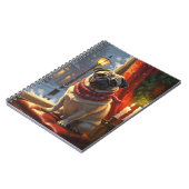 Mops mit Weihnachtsbeleuchtung Urlaub Notizblock (Linke Seite)