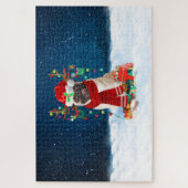 Mops mit Weihnachtsgeschenke Puzzle (Vertikal)