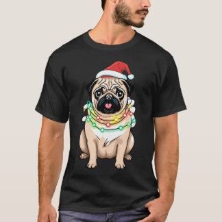 Mops mit Weihnachtslichtern T-Shirt