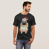 Mops mit Weihnachtslichtern T-Shirt (Vorne ganz)