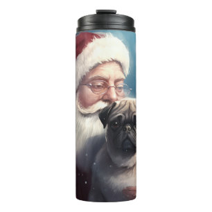Mops mit Weihnachtsmann Festive Weihnachten Thermosbecher