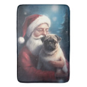 Mops mit Weihnachtsmann Weihnachten Badematte (Vorderseite Vertikal)