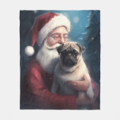 Mops mit Weihnachtsmann Weihnachten Fleecedecke (Vorderseite)