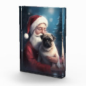 Mops mit Weihnachtsmann Weihnachten Fotoblock (Rechts)