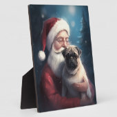 Mops mit Weihnachtsmann Weihnachten Fotoplatte (Seite)