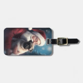 Mops mit Weihnachtsmann Weihnachten Gepäckanhänger (Vorderseite horizontal)