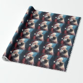 Mops mit Weihnachtsmann Weihnachten Geschenkpapier (Ungerollt)