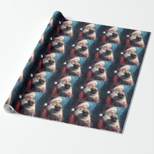 Mops mit Weihnachtsmann Weihnachten Geschenkpapier