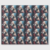 Mops mit Weihnachtsmann Weihnachten Geschenkpapier (Flach)