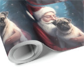 Mops mit Weihnachtsmann Weihnachten Geschenkpapier (Rolleneckpunkt)