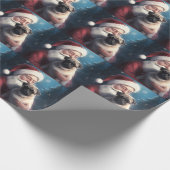 Mops mit Weihnachtsmann Weihnachten Geschenkpapier (Ecke)