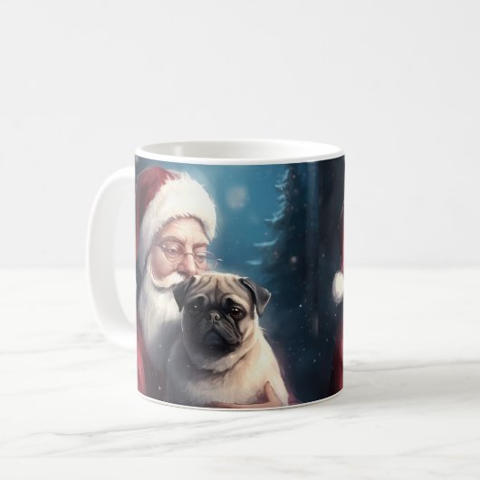 Mops mit Weihnachtsmann Weihnachten Kaffeetasse (Vorderseite Links)