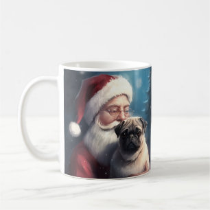 Mops mit Weihnachtsmann Weihnachten Kaffeetasse