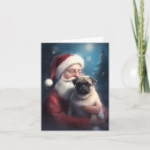 Mops mit Weihnachtsmann Weihnachten Karte (Vorderseite)