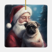 Mops mit Weihnachtsmann Weihnachten Keramikornament (Rückseite)
