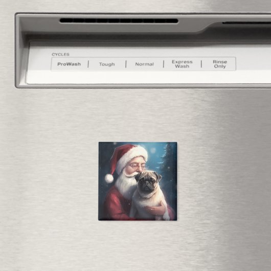 Mops mit Weihnachtsmann Weihnachten Magnet (In Situ (Geschirrspüler))
