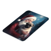 Mops mit Weihnachtsmann Weihnachten Magnet (Linke Seite)