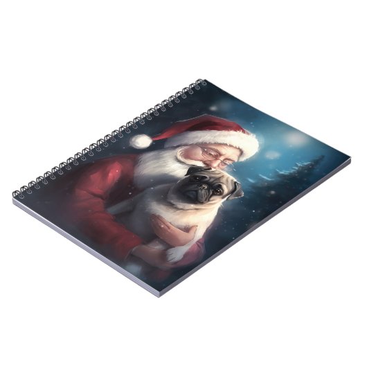 Mops mit Weihnachtsmann Weihnachten Notizblock (Linke Seite)