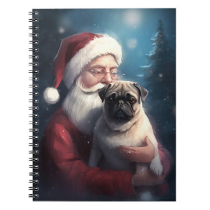 Mops mit Weihnachtsmann Weihnachten Notizblock